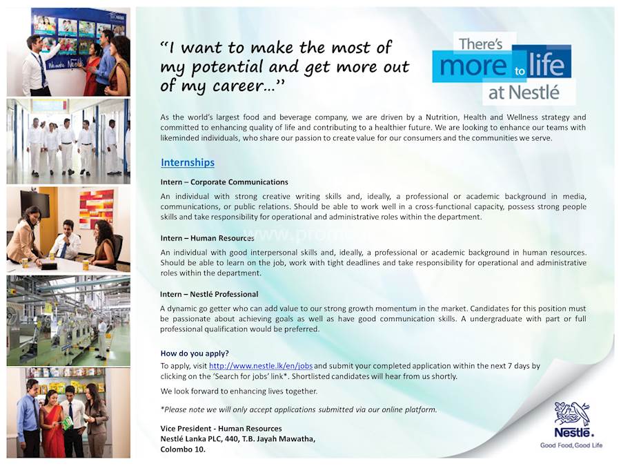 INTERN - HUMAN RESOURCES at NESTLE 