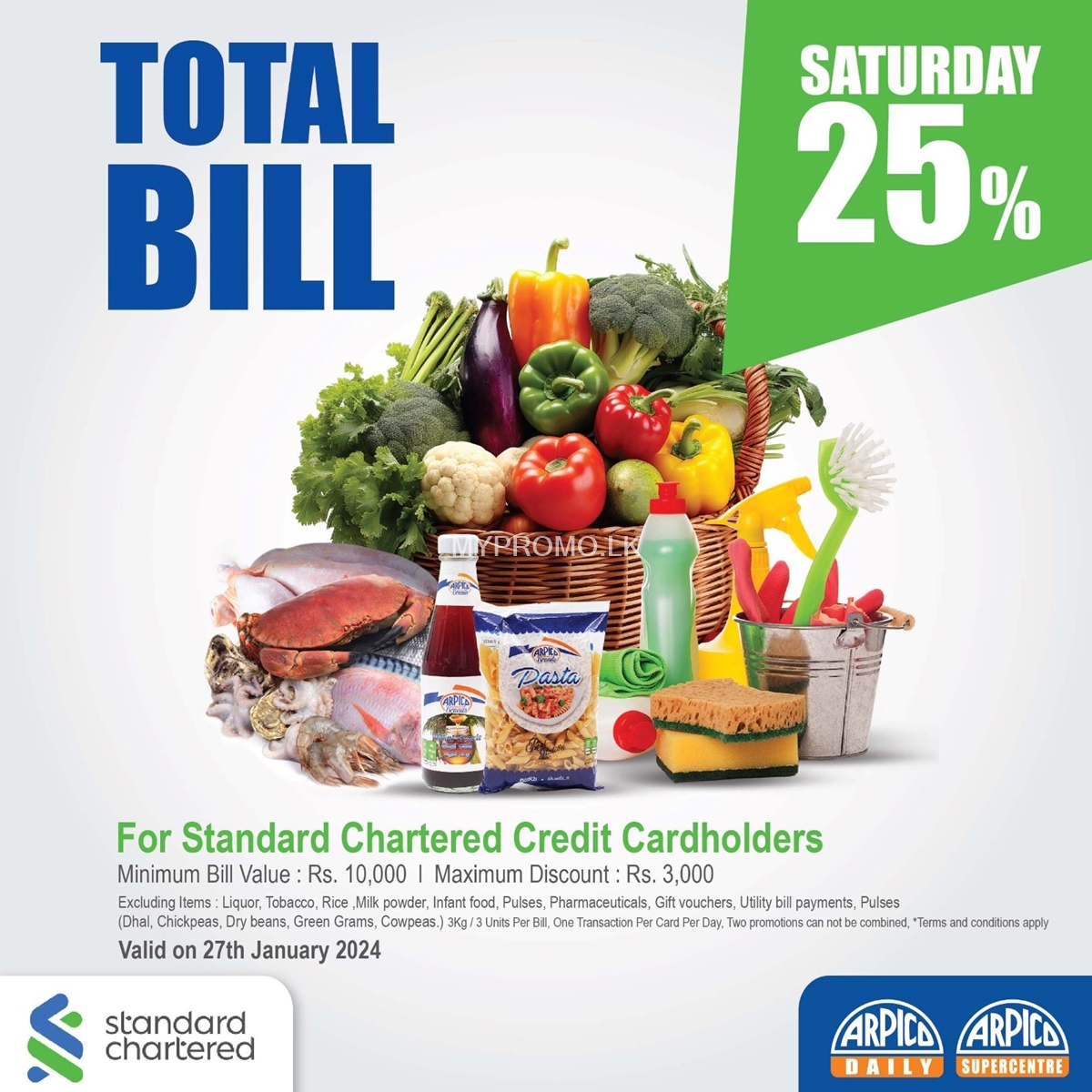 25% Off on Total Bill for Standard Charted Credit Cards at Arpico Super Centre