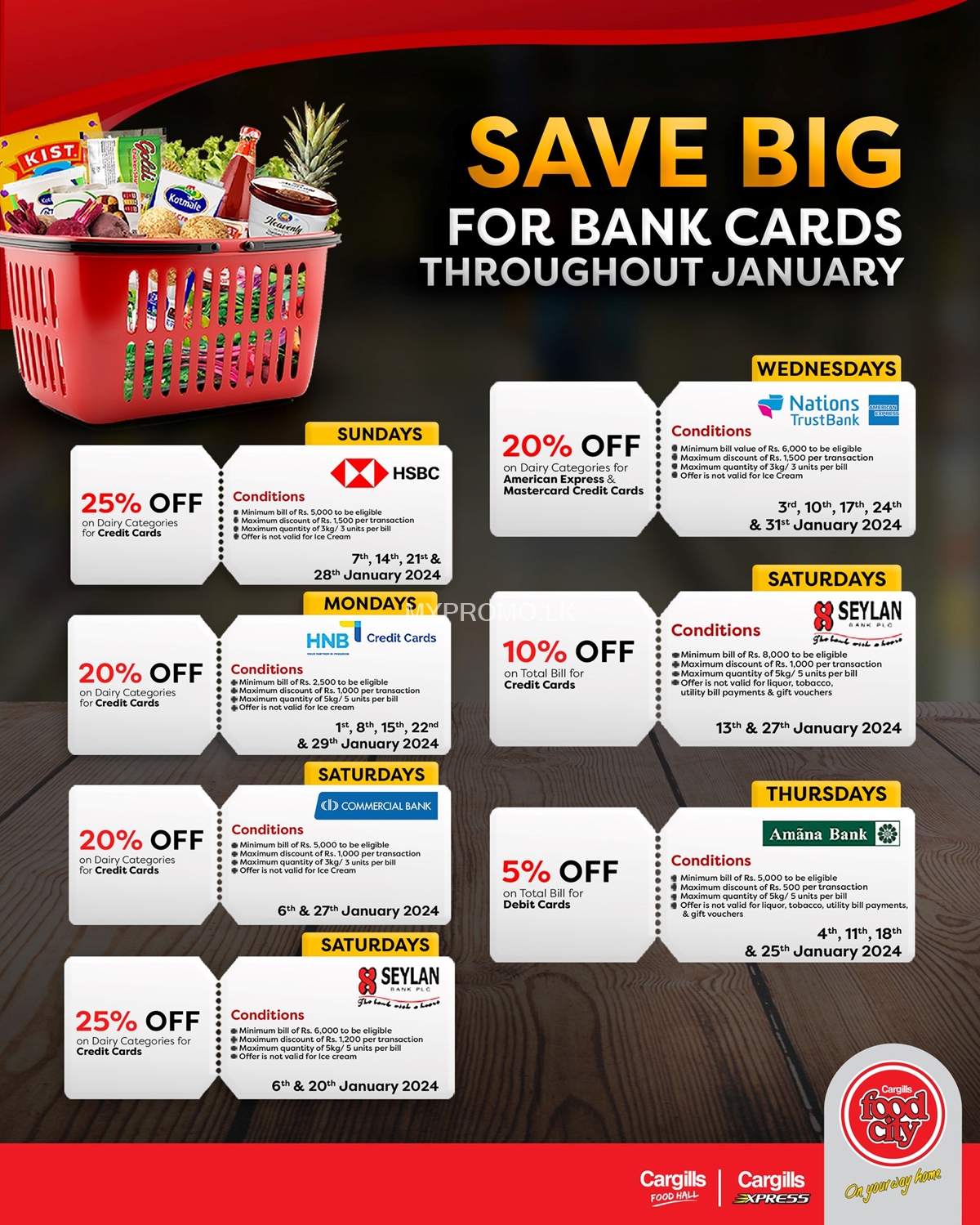 Explore our January bank offers at Cargills FoodCity