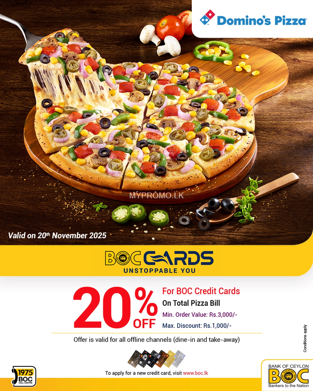Domino’s Pizza 20% OFF with BOC Credit Cards – November 20, 2025