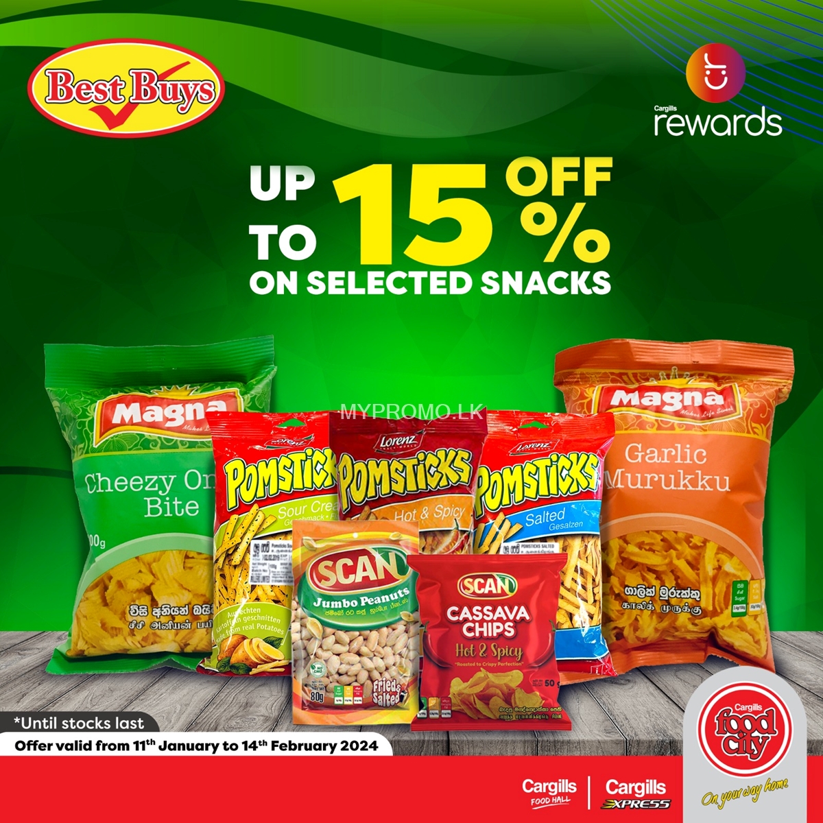 Up to 15% off on selected Snacks at Cargills Food City
