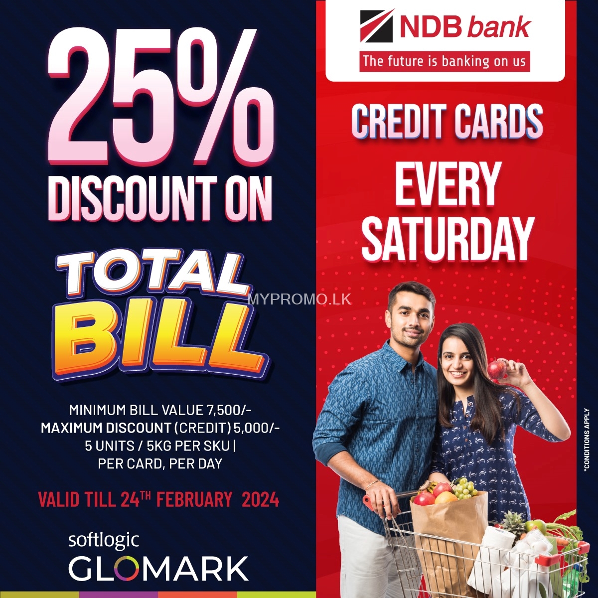 Enjoy 25% DISCOUNT on TOTAL BILL with NDB Credit Cards at Softlogic GLOMARK