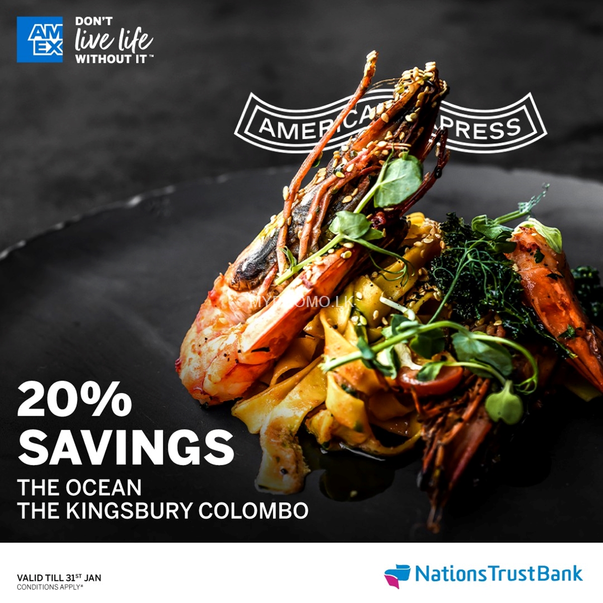 Enjoy 20% savings at The Ocean by The Kingsbury Colombo with Nations Trust Bank American Express.