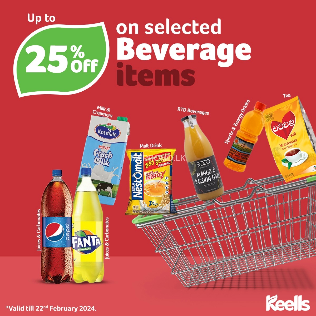 Get up to 25% Off on selected Beverage Items at Keells