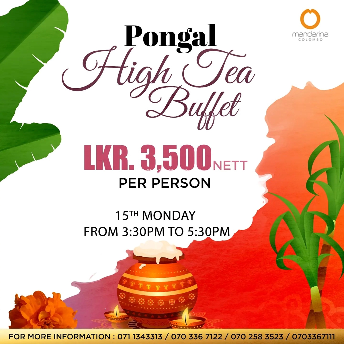Pongal high Tea Buffet at Mandarina Colombo