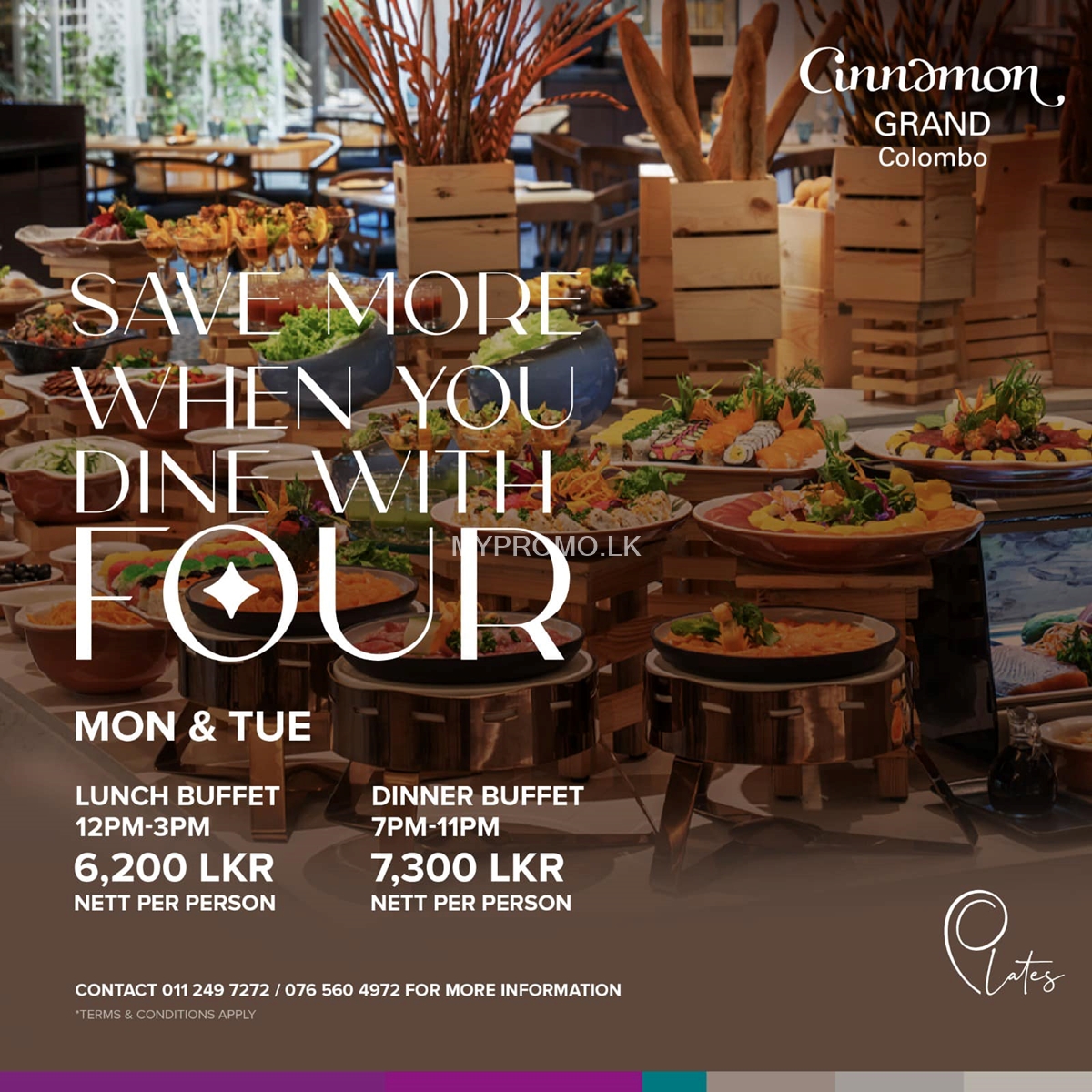 Save More when you dine with four at Cinnamon Grand