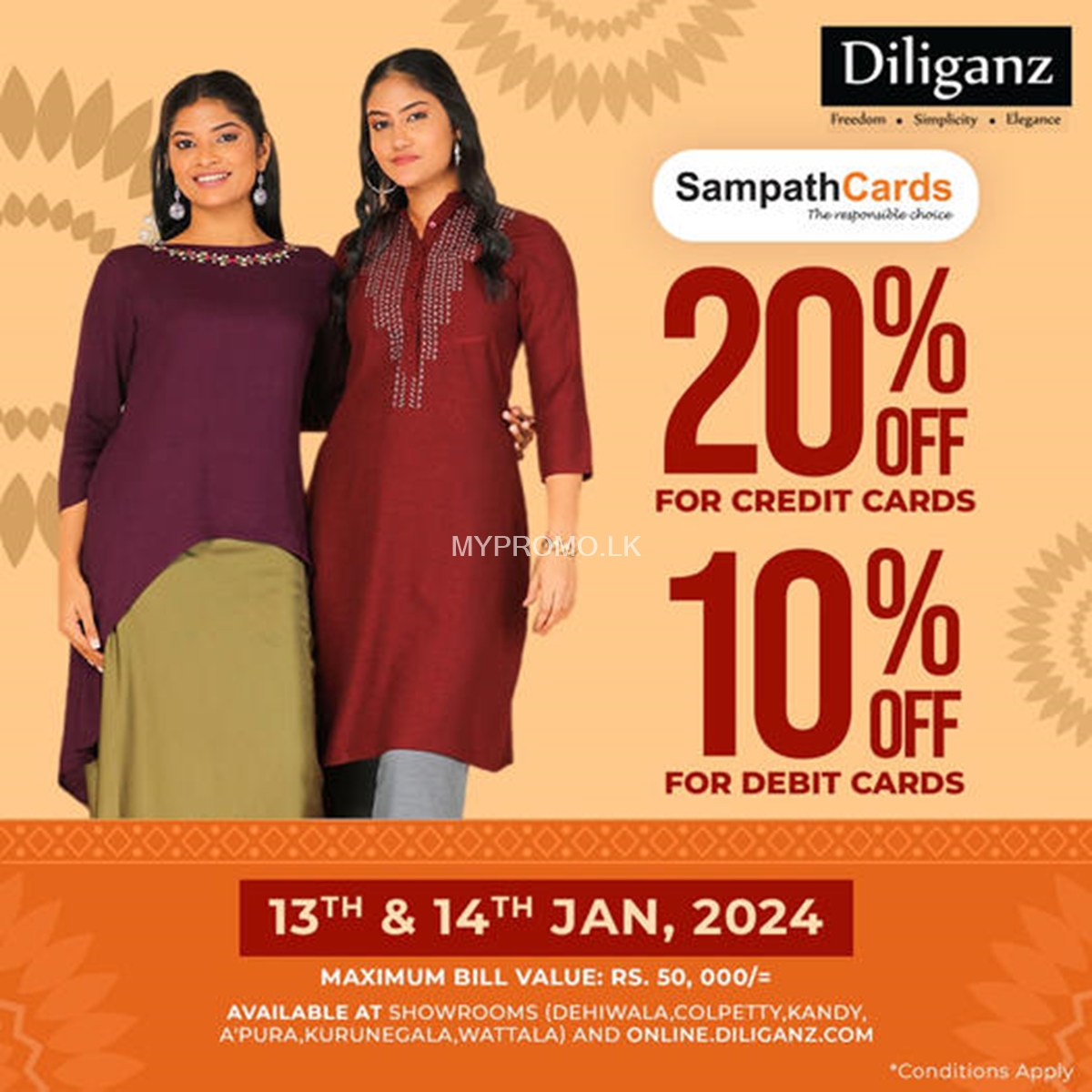 Enjoy up 20% Off for Sampath Bank Cards at Diliganz