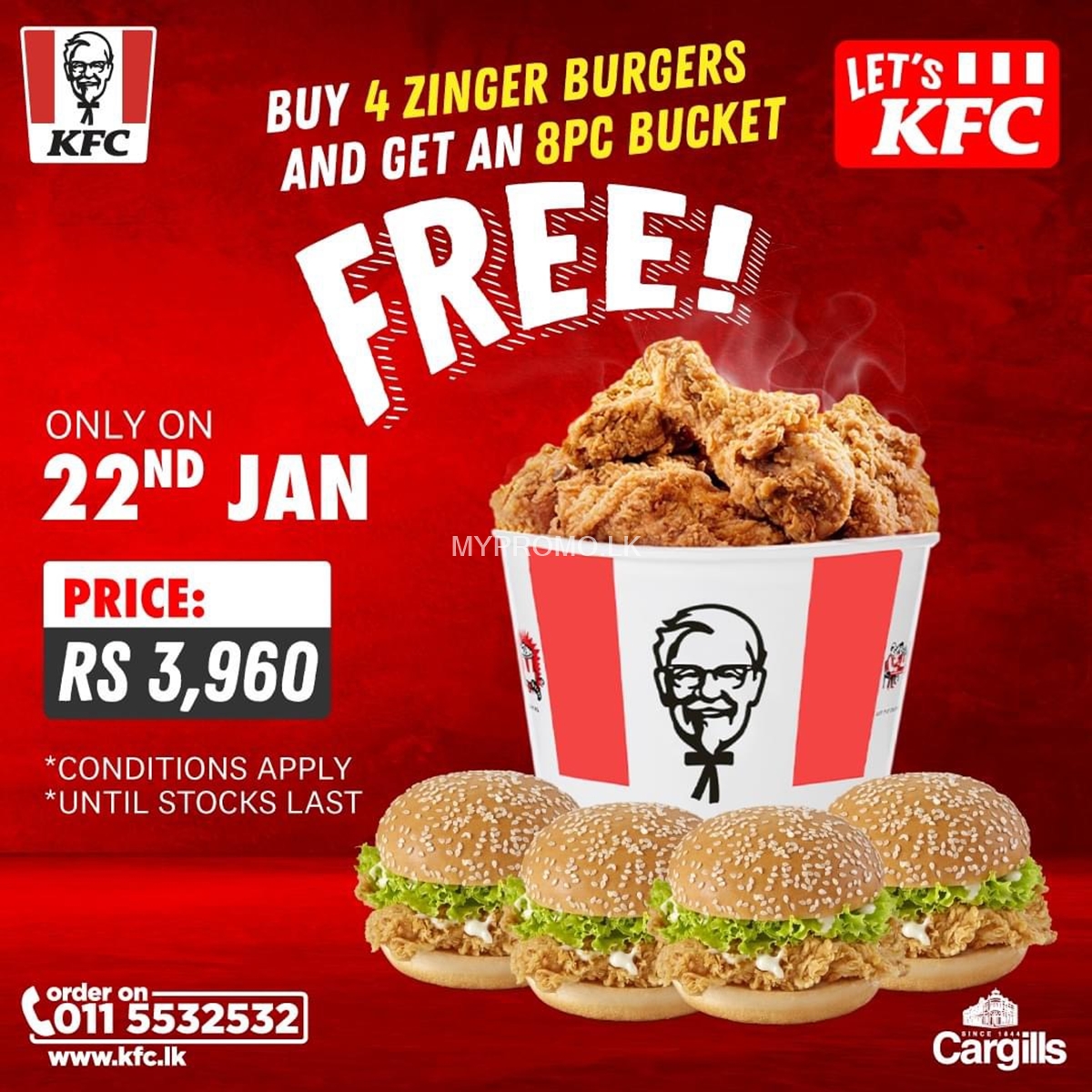 8-piece bucket absolutely FREEAt KFC Sri Lanka