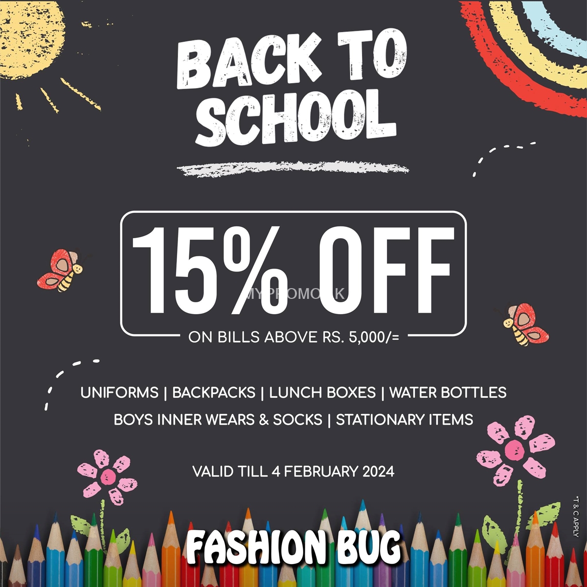Back to School-15% Off at Fashion Bug