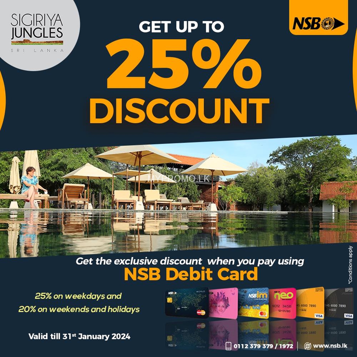 Enjoy up to 25% off at Sigiriya Jungles with NSB Debit Card