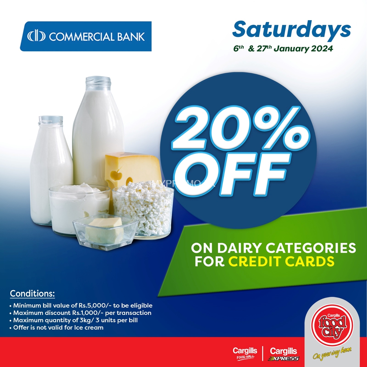 Get 20% aff at Cargills Food City with Commercial Bank Cards