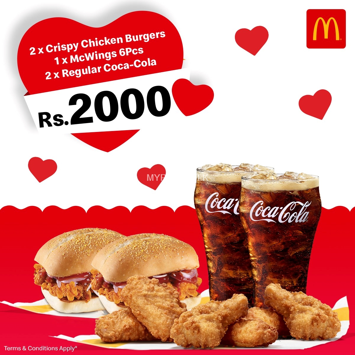 2 Crispy Chicken Burgers, 6 McWings & 2 Coca-Cola for just Rs.2000 at McDonalds Sri Lanka