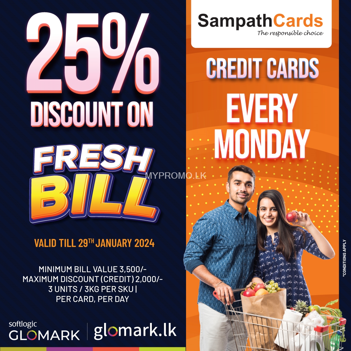 Enjoy up to 25% off with Sampath Bank Cards at Softlogic GLOMARK