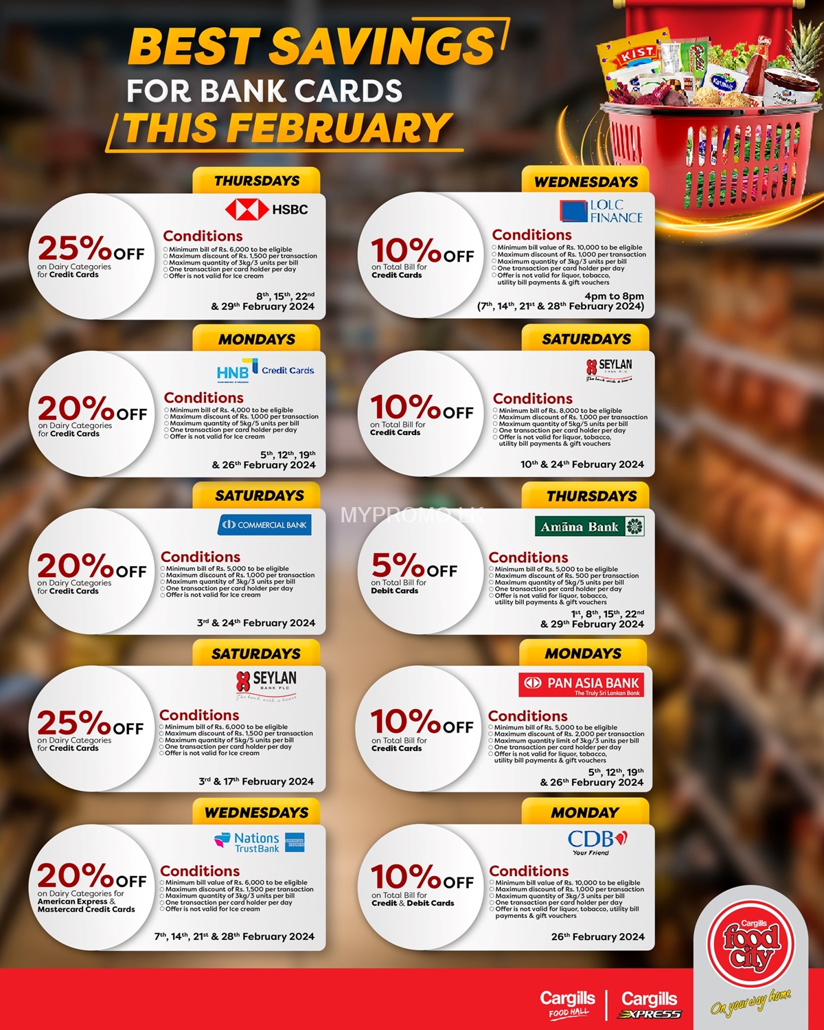 Explore our February bank offers at Cargills Food City