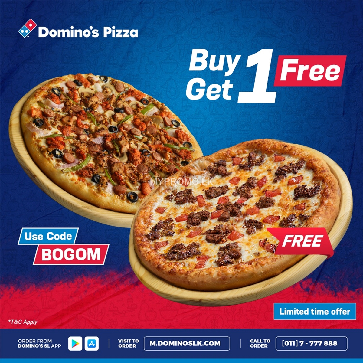Buy 1 Get 1 Free at Dominos Pizza 