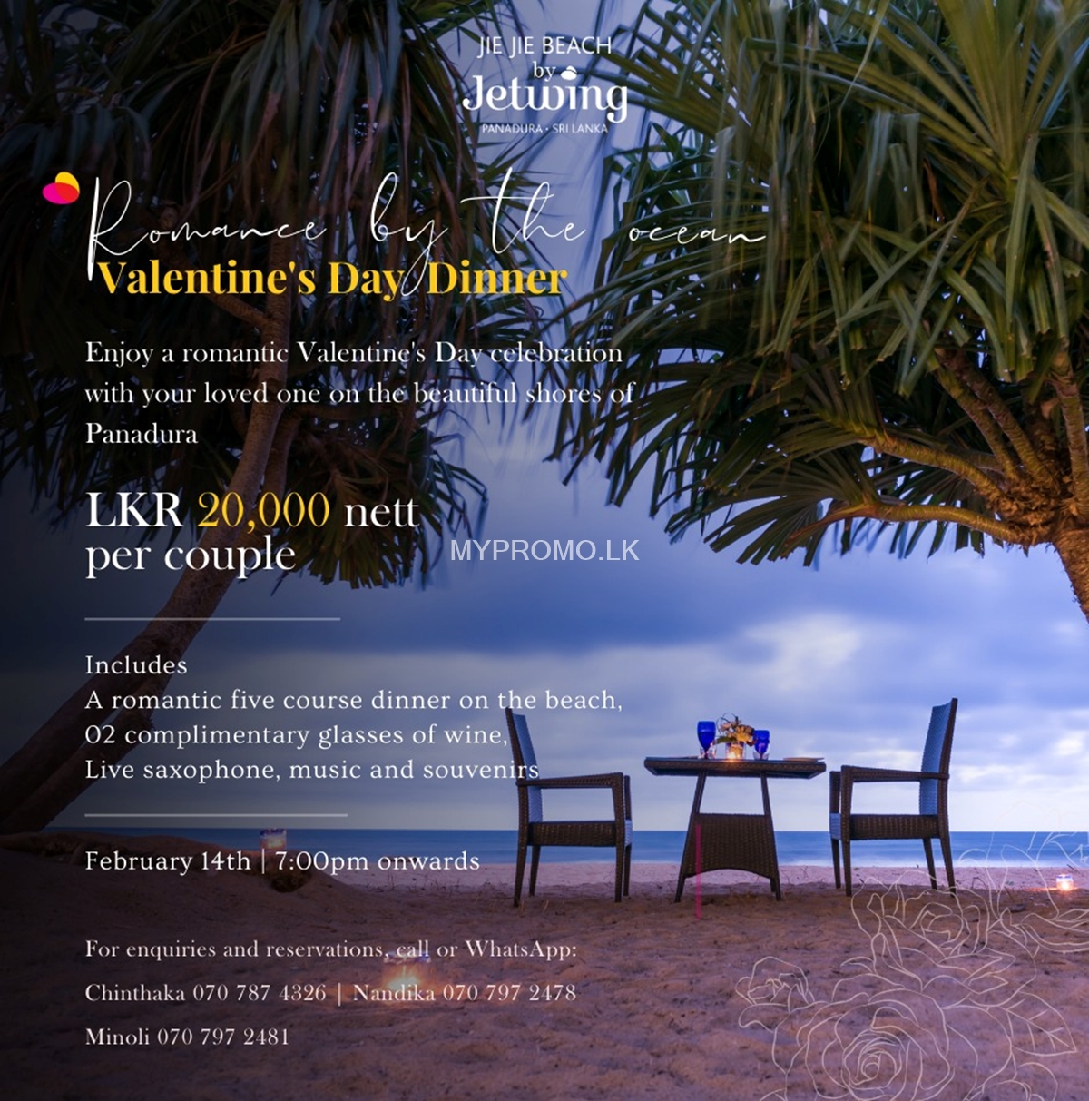 Valentine's Day Dinner at Jie Jie Beach by Jetwing