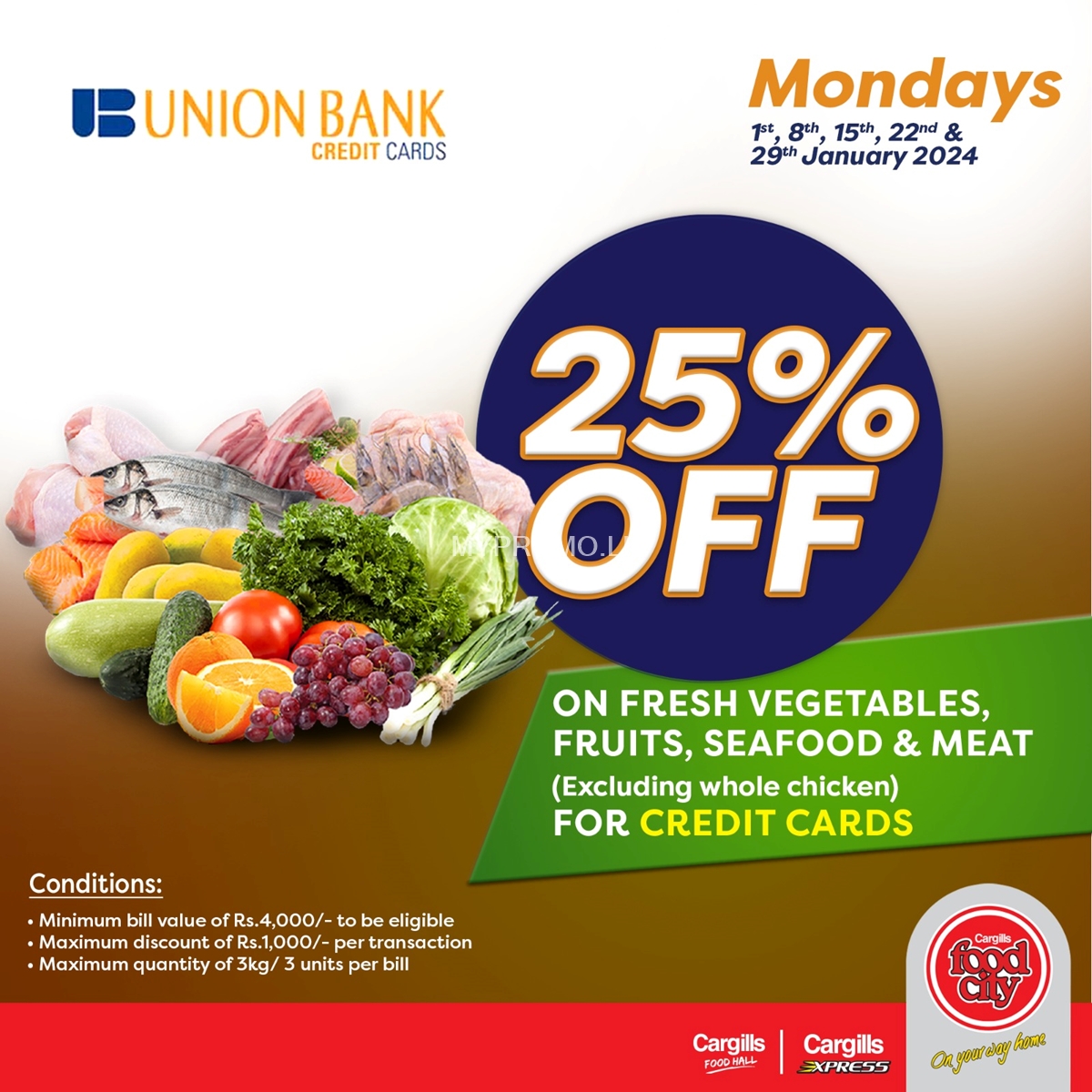 Save 25% at Cargills Food City with Union Bank Cards