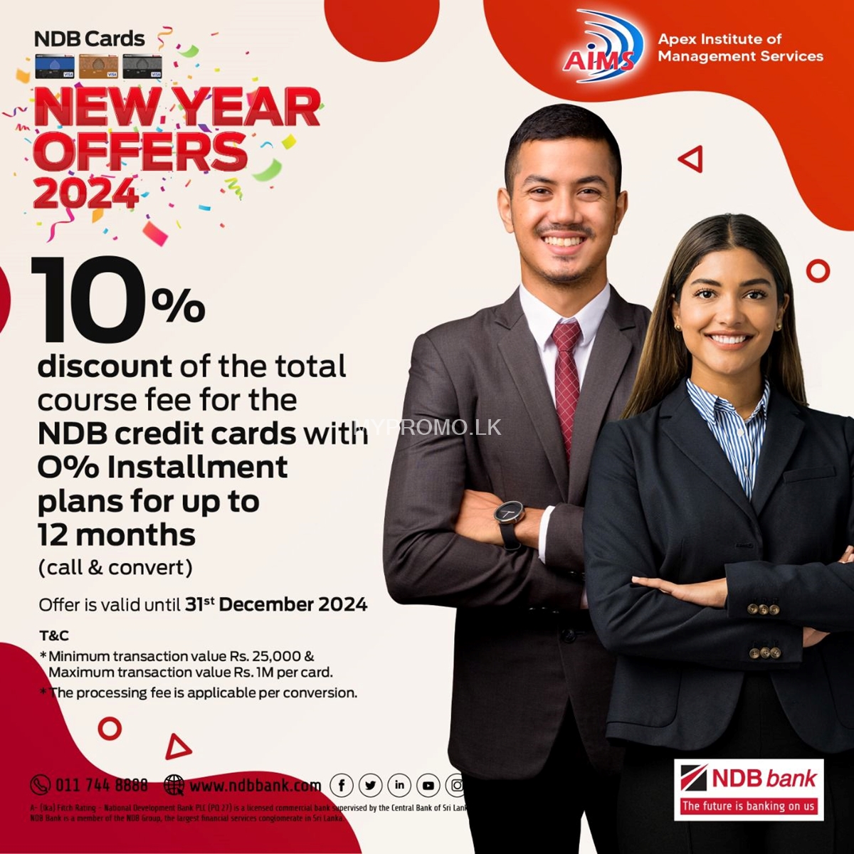 Enjoy a 10% discount on your total course fee when you enroll with NDB Credit cards