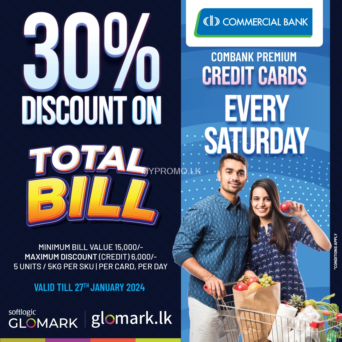 Enjoy 30% DISCOUNT on TOTAL BILL with ComBank Cards at Softlogic GLOMARK