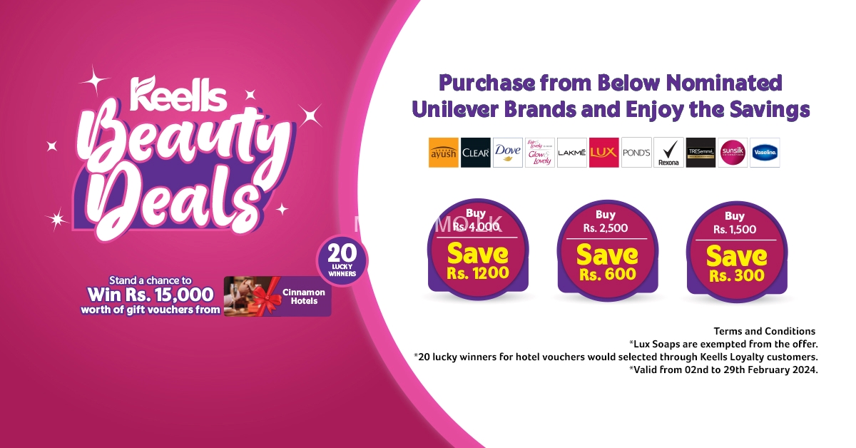 Purchase from below nominated unilever brands and enjoy the savings at Keells