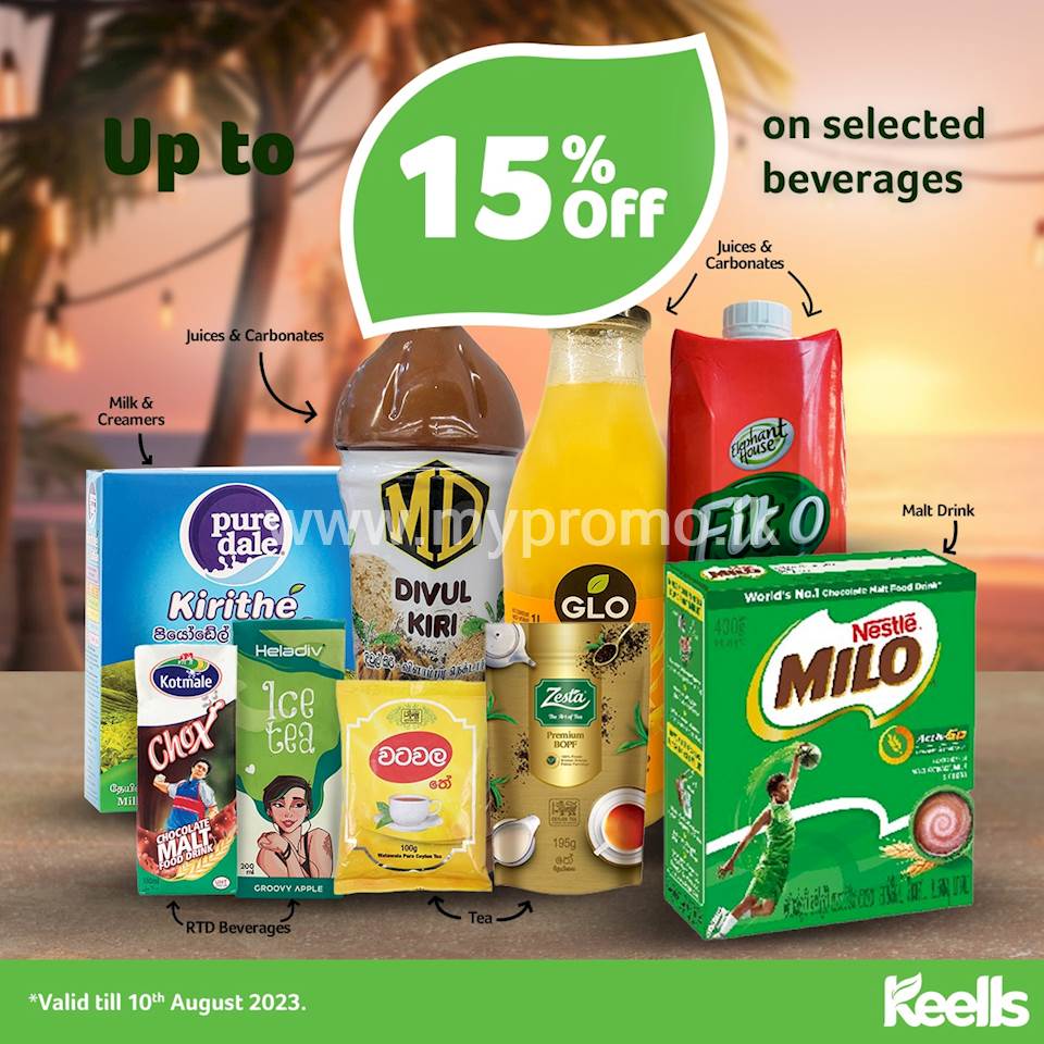 Get up to 15% off on selected beverages at keells