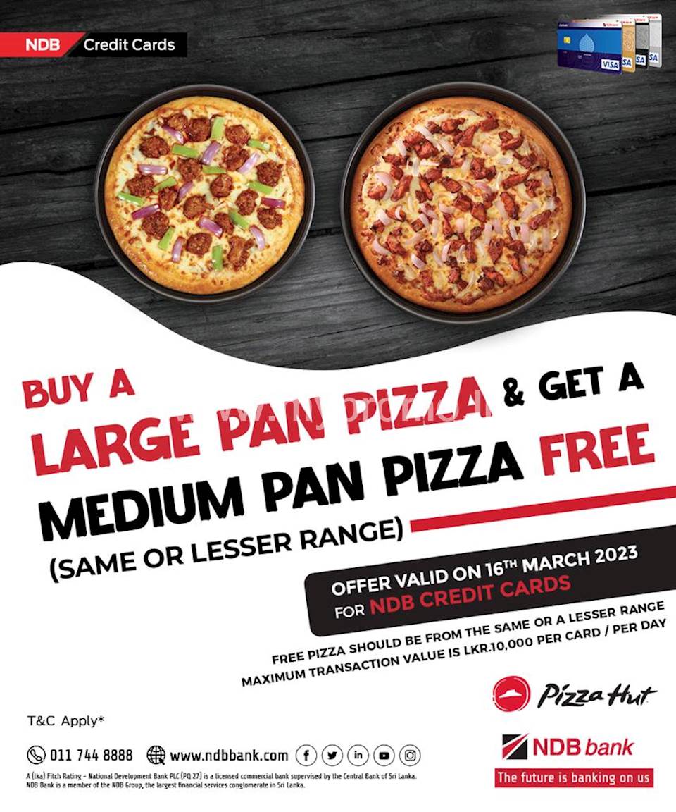 Enjoy this delicious offer from Pizza hut with your NDB credit card