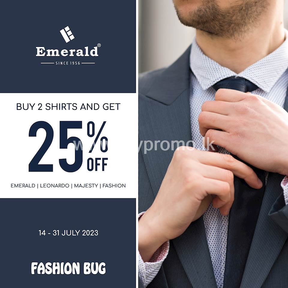 Buy 2 shirts from EMERALD and get 25% off at Fashion Bug