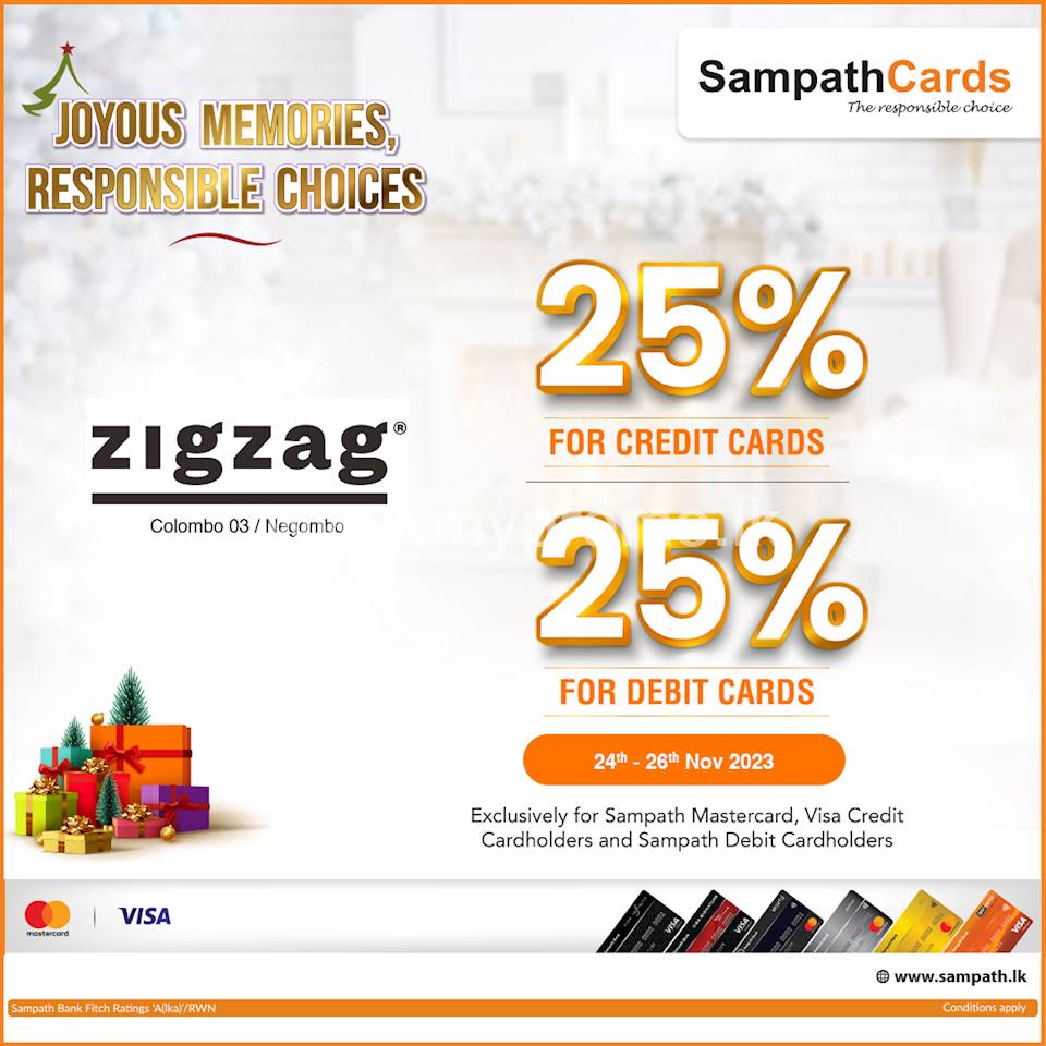 25% Off for Sampath bank cards at Zigzag