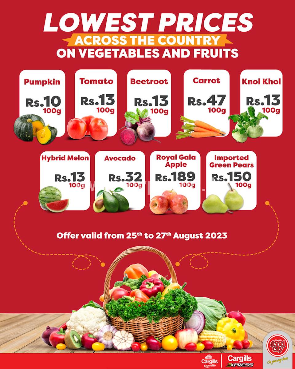 Buy Fresh Fruits and Vegetables at the Lowest Prices Across Cargills FoodCity Outlets Island wide!