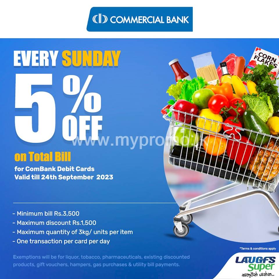 Enjoy 5% discount every Sunday at LAUGFS Super for ComBank Debit Cardholders