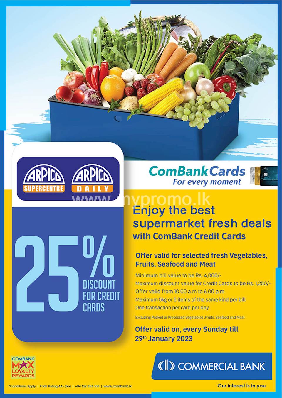 Enjoy the best supermarket fresh deals at Arpico with ComBank Credit Cards