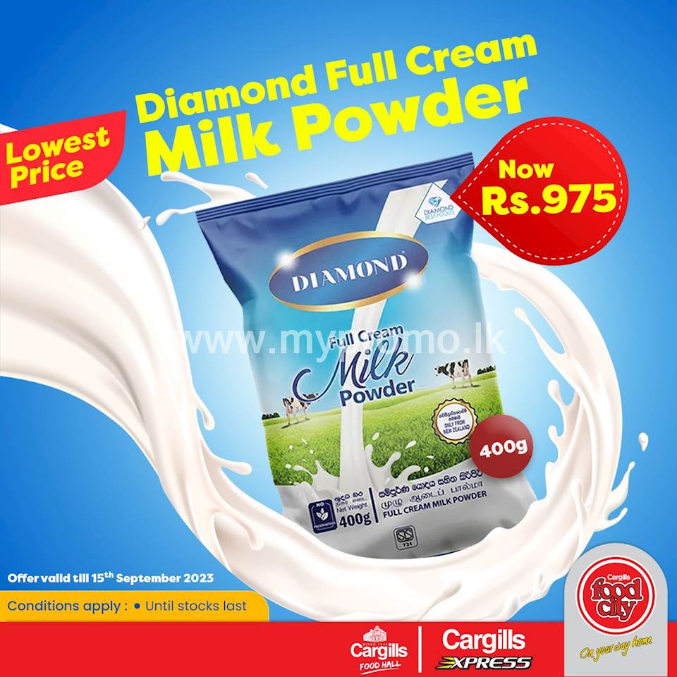 Get the lowest price for Diamond Full Cream Milk Powder at any Cargills FoodCity