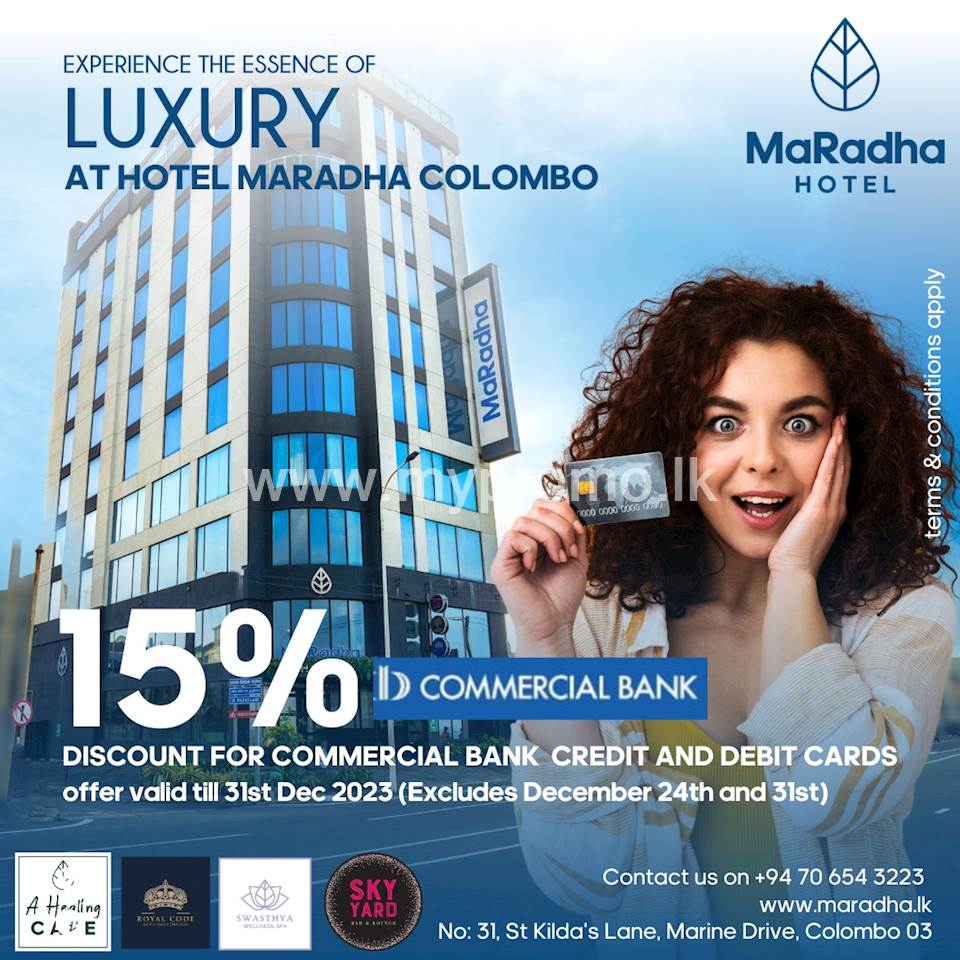 15% OFF dine-in discount for a'la carte, exclusively for Commercial Credit and Visa Debit Cardholders at MaRadha Hotel
