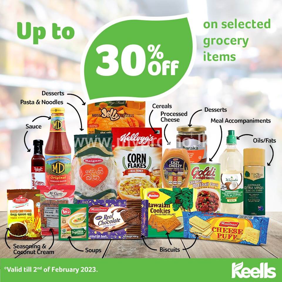 Up to 30% Off on selected Grocery Items at Keells