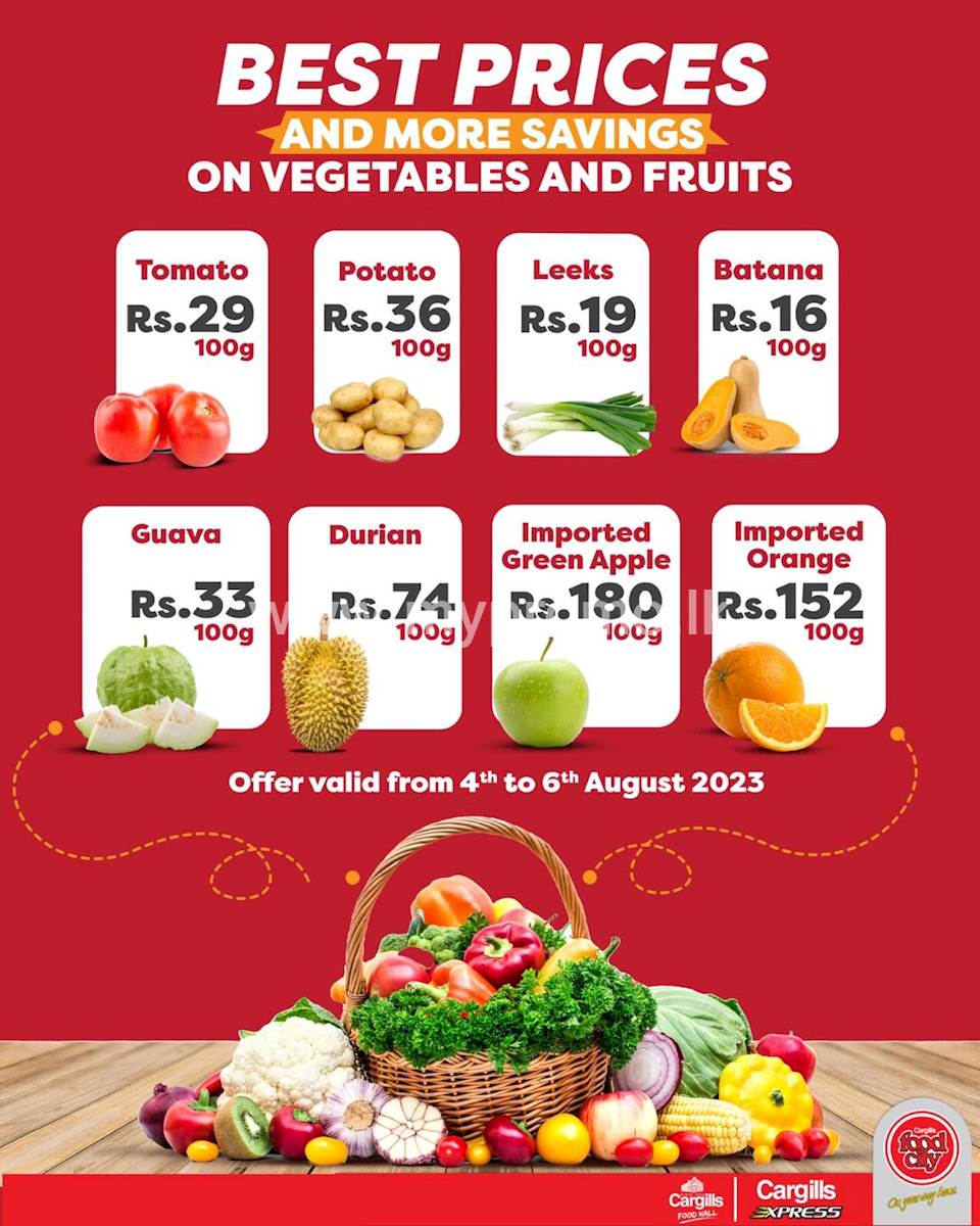 Buy Fresh Fruits and Vegetables at the Best Prices and More Savings Across Cargills FoodCity Outlets Island wide!