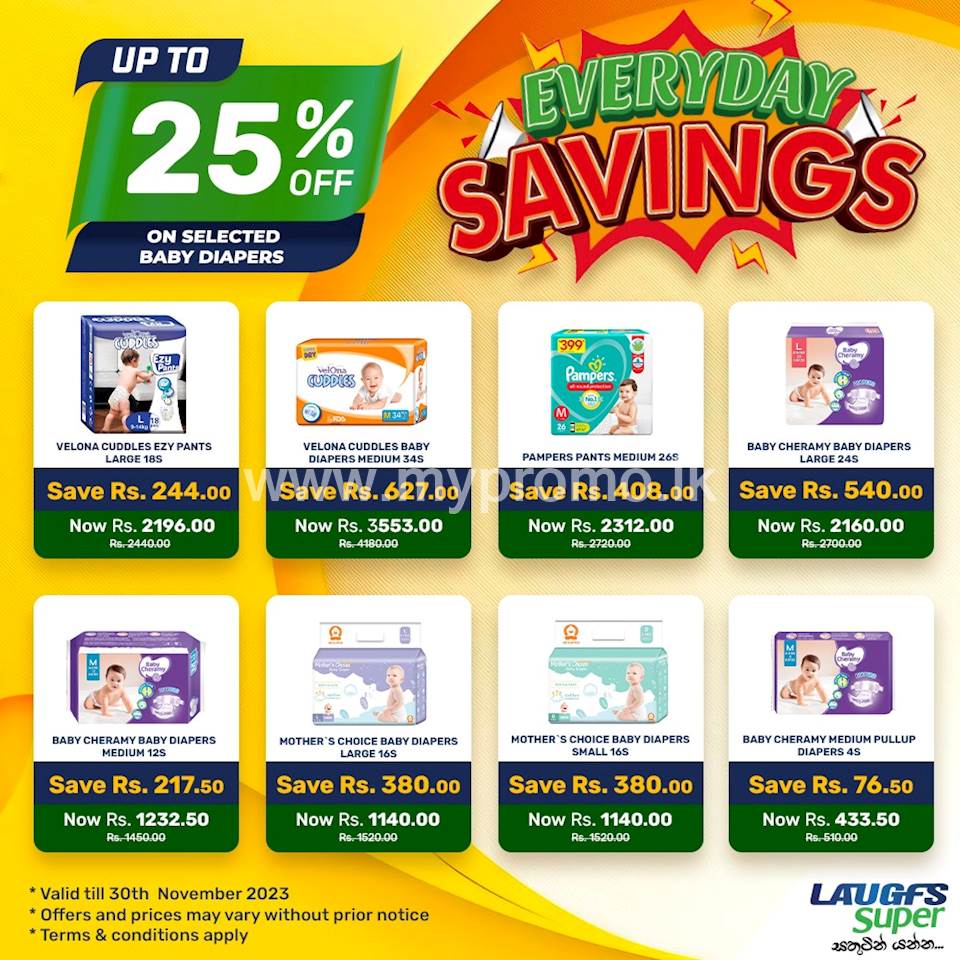 Get up to 25% Off on selected Baby Diapers at LAUGFS Supermarket