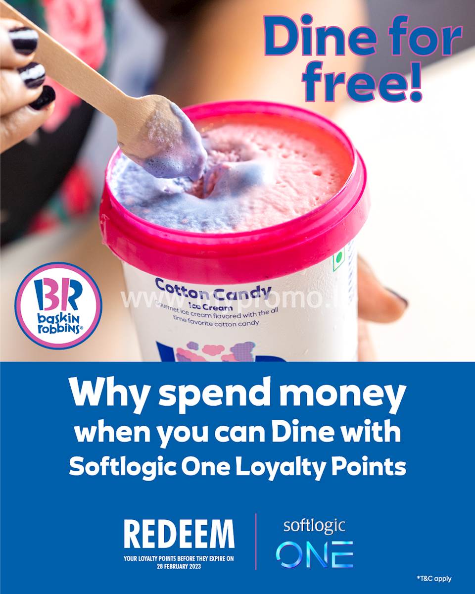 Redeem your Softlogic One Loyalty points at Baskin-Robbins and enjoy your favorite ice-creams on us