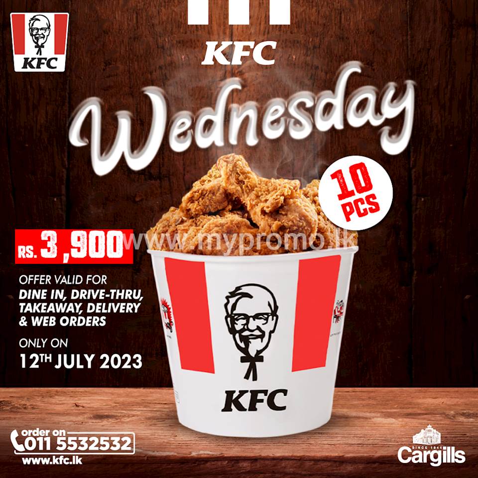 KFC Sri Lanka 10 PC Crispy Chicken Bucket On Wednesdays
