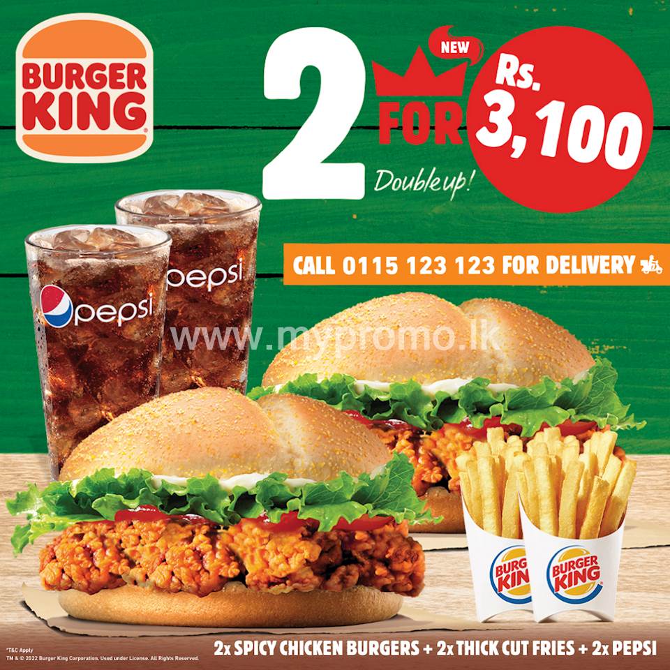 Get 2 Spicy Chicken Burgers, 2 Thick Cut Fries, and 2 Pepsi for Rs ...