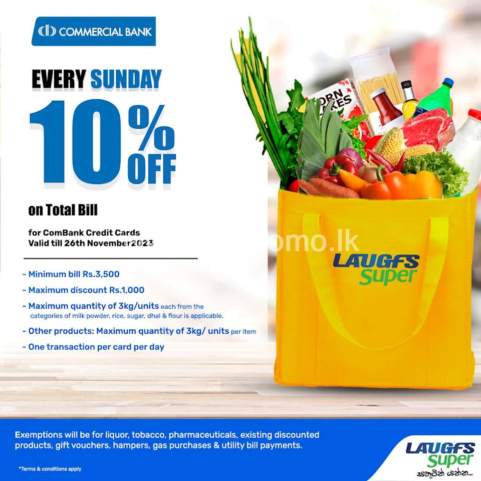 10% Off on Total Bill for Combank Credit Cards at LAUGFS Super 