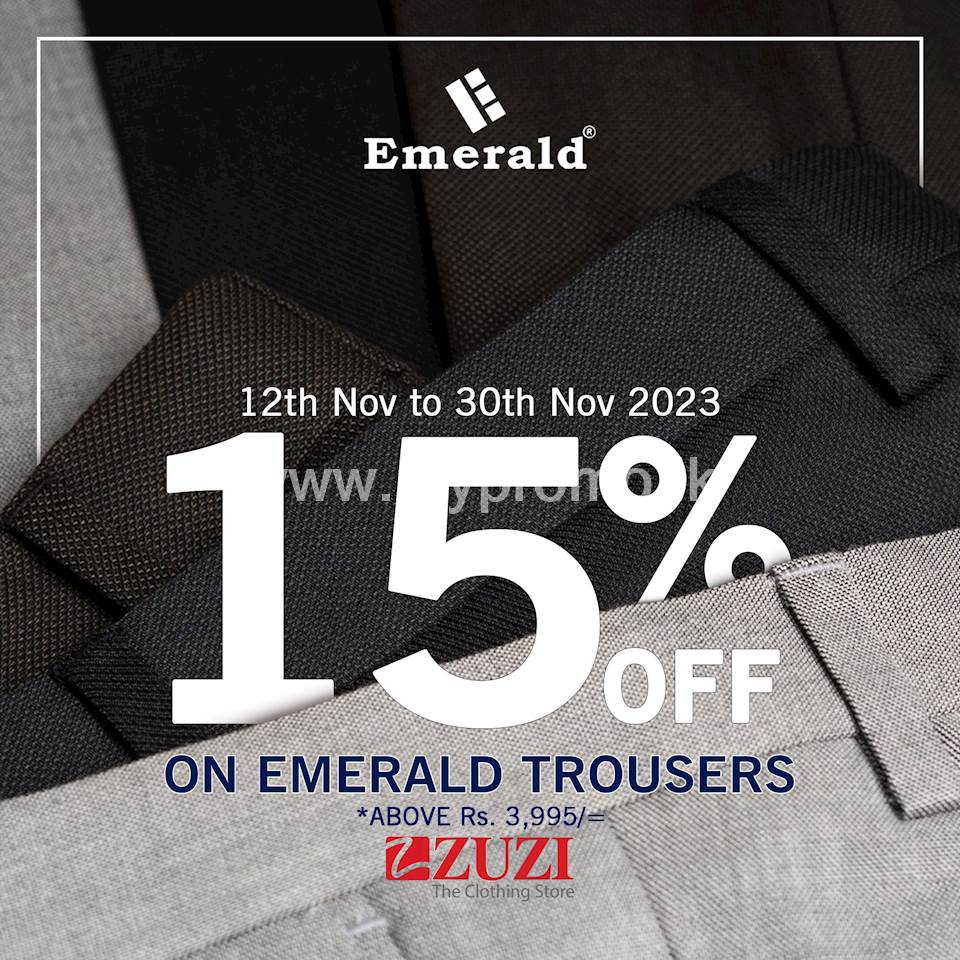 15% Off on Emerald Trousers above Rs. 3995 at ZUZI