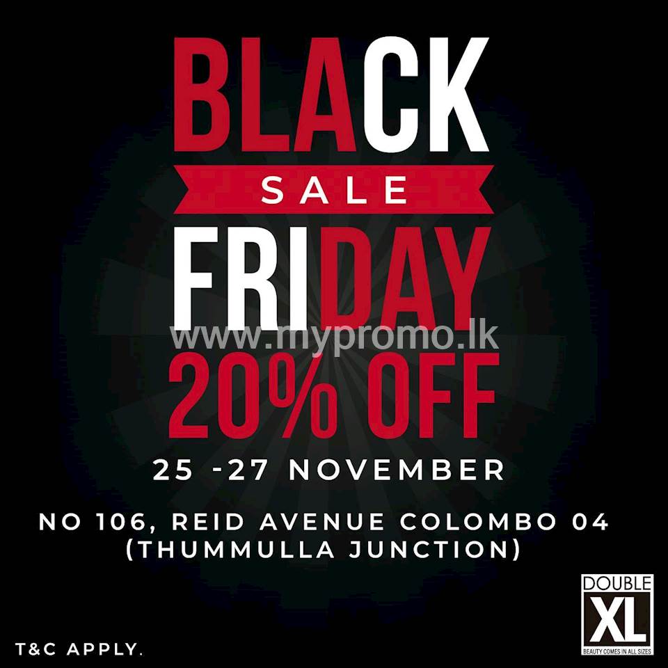  Double XL Black Friday Sale: Flat 20% OFF 