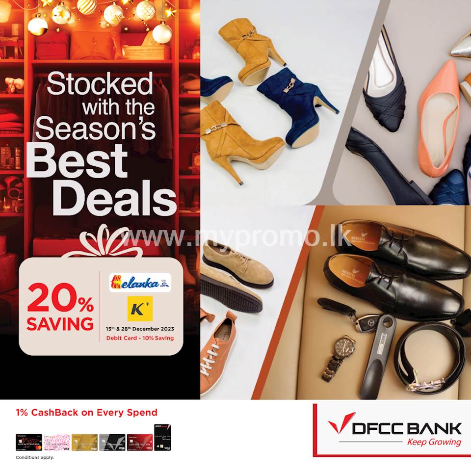 Enjoy 20 savings at Helanka and K Plus with DFCC Credit Cards