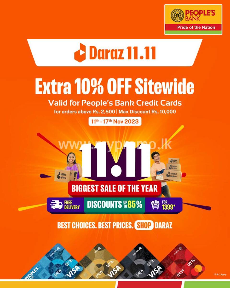 Daraz 11.11! Get EXTRA 10% OFF on daraz.lk with People's Bank Credit Cards