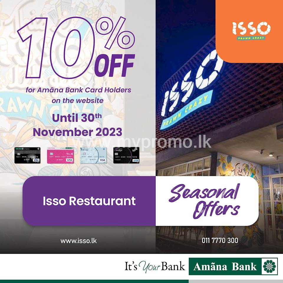 10% off for Amana Bank Card Holders on the Website at Isso