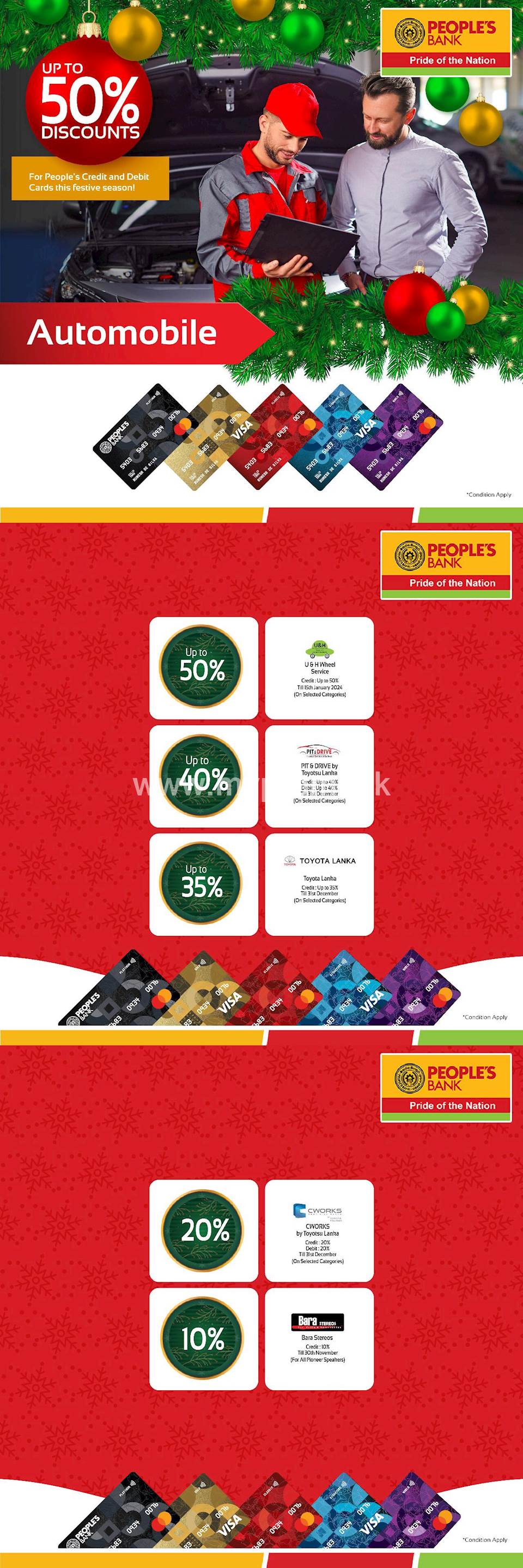 Up to 50% discounts on Automobile on your People’s Bank Credit or Debit Card