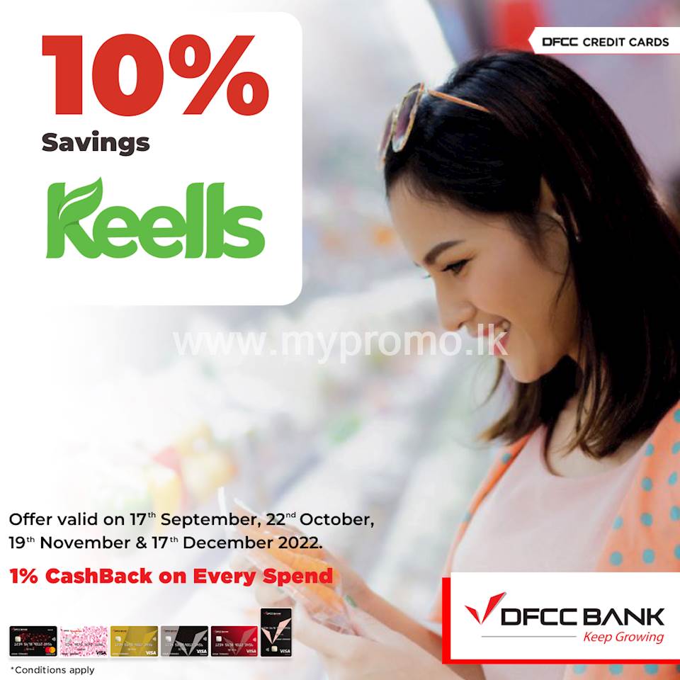 Enjoy 10% savings on the total bill at Keells with DFCC Credit Cards
