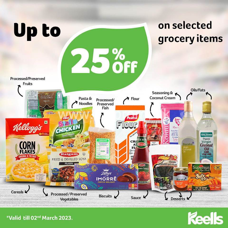 Up to 25% off on selected grocery items