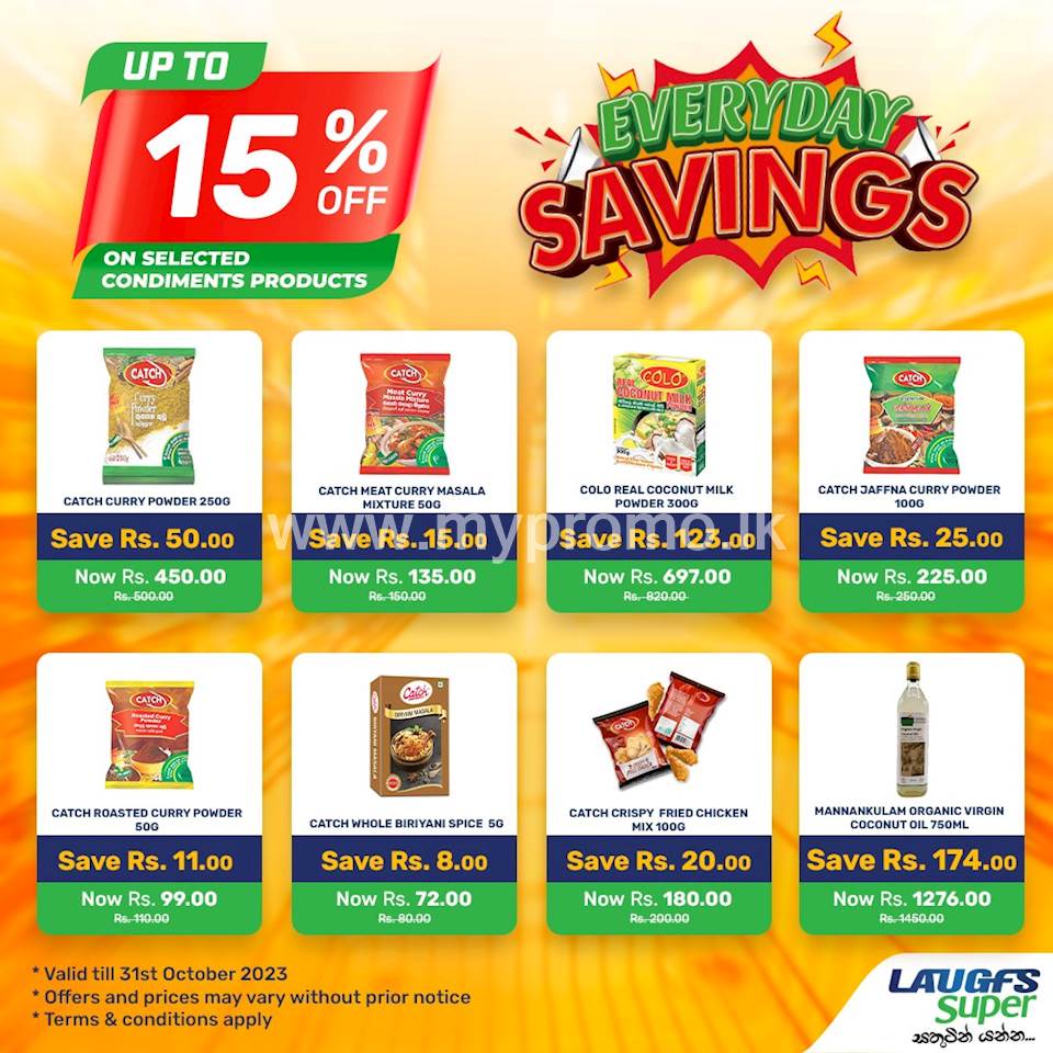 Up to 15% Off on selected Condiments Products at LAUGFS Super