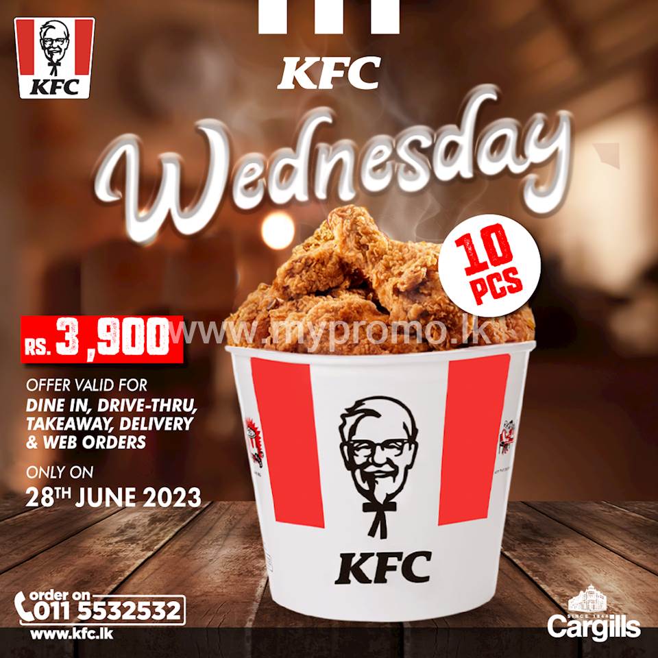 KFC Sri Lanka 10 PC Crispy Chicken Bucket On Wednesdays